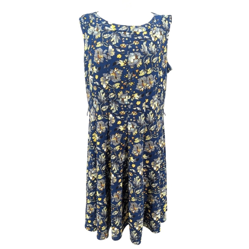 Haani Petites Blue Floral Sleeveless Swing Dress Petite XL